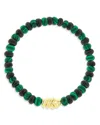 Luis Morais Men's 14k Yellow Gold Double Knot Malachite & Onyx Beaded Bracelet In Green/gold