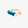 Luis Morais 14kt Yellow Gold Turquoise Signet Ring In Gold