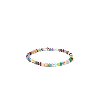 Luis Morais 14k Yellow Gold Moon Star Beaded Bracelet