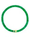 Luis Morais 14k Yellow Gold Palm Tree Ingot Green Jade Bead Bracelet In Green/gold