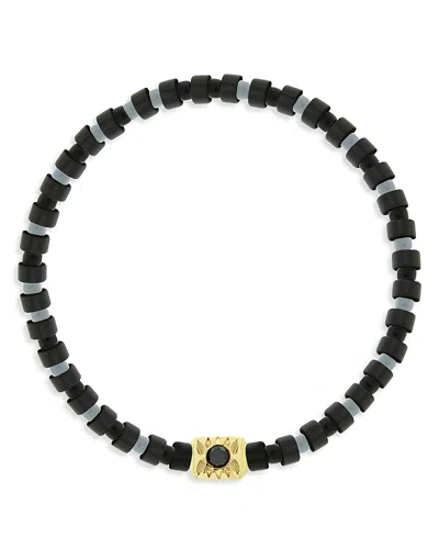 Luis Morais 14k Yellow Gold Shine On Black Diamond Ingot Beaded Bracelet In Black/gold