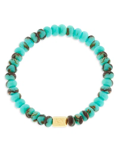 Luis Morais 14k Yellow Gold Yin Yang Ingot Copper Jasper Beaded Bracelet In Blue/gold