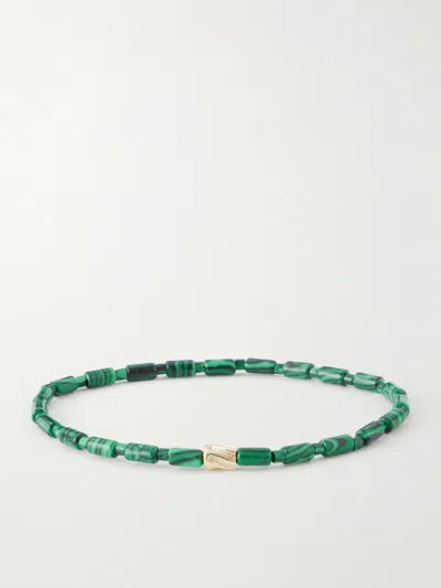 Luis Morais 14-karat Gold Agate Beaded Bracelet In Green