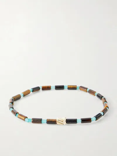 Luis Morais 14-karat Gold Agate Beaded Bracelet In Multi