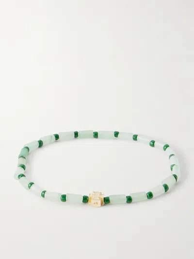 Luis Morais 14-karat Gold Aventurine Beaded Bracelet In Green