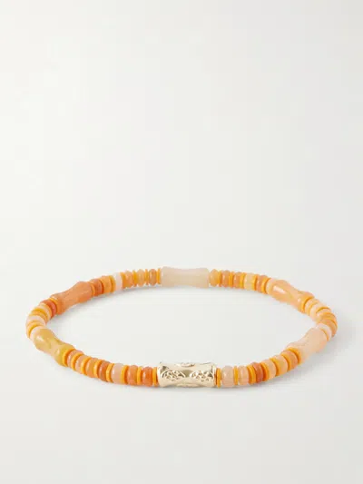 Luis Morais 14-karat Gold Carnelian Beaded Bracelet In Orange