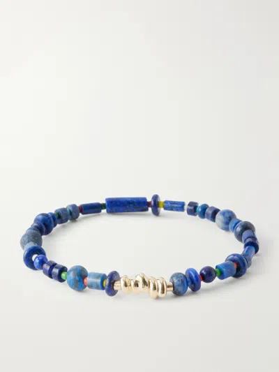 Luis Morais 14-karat Gold Lapis Lazuli Beaded Bracelet In Blue