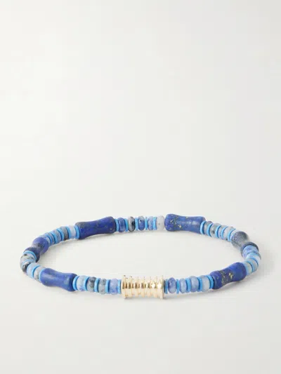 Luis Morais 14-karat Gold Lapis Lazuli Beaded Bracelet In Blue