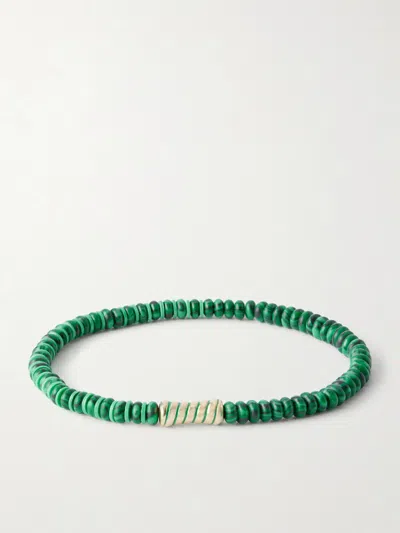 Luis Morais 14-karat Gold Malachite Beaded Bracelet In Green