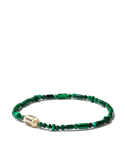 Luis Morais 14kt Yellow Gold Bolt Bead Malachite Bracelet