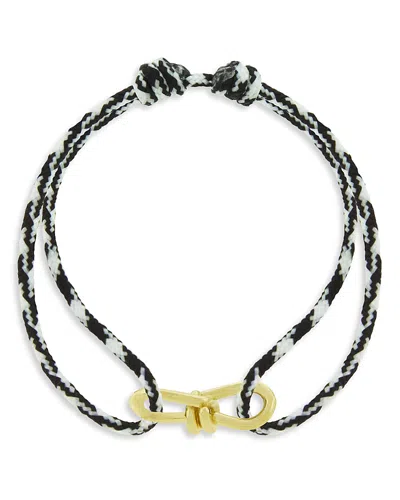 Luis Morais Men's 14k Yellow Gold Large Twisted Wire Black & White Cord Bracelet In Multi