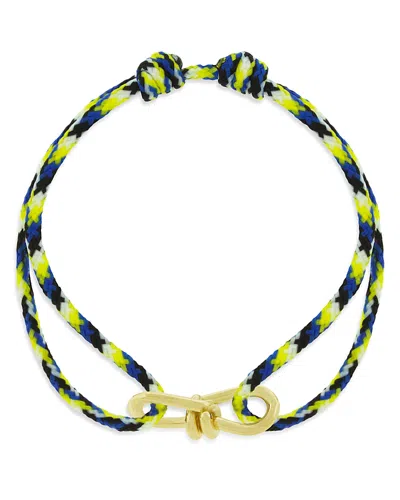Luis Morais Men's 14k Yellow Gold Large Twisted Wire Blue & Yellow Cord Bracelet In Multi