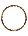 Luis Morais Men's Ruby Twisted Hexagon Tiger's Eye Beaded Bracelet In Gold