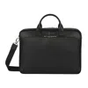 Luis Steven Men's Briefcase- Black Pebble Leather In Black