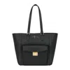 Luis Steven Women's Classic Tote - Black Pebble With Front Pocket In Black
