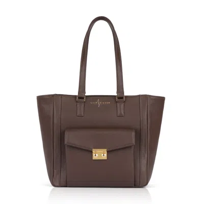Luis Steven Women's Classic Tote - Brown Pebble With Front Pocket