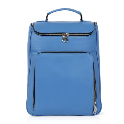 Luis Steven Women's Medium Laptop Pack - Light Blue Pebble Leather