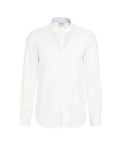 Luis Trenker Crisp White Shirt With Stand-up Collar And Subtle Detailing