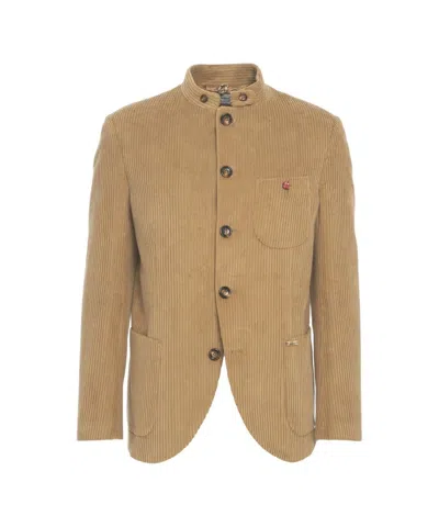 Luis Trenker Lusandro Corduroy Jacket With Stand-up Collar And Structured Silhouette In Brown