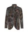 Luis Trenker Patchwork Knit Blazer With Stand-up Collar And Artistic Flair In Multi