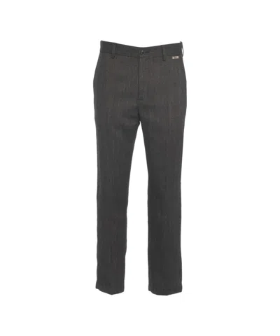 Luis Trenker Straight Leg Trousers With Timeless Woven Pattern In Black