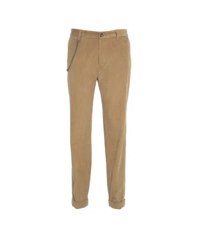 Luis Trenker Velvet Trousers With Chain Detail And Straight Cut In Brown