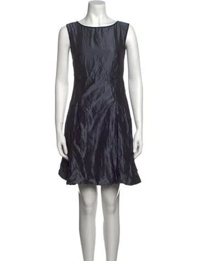 Pre-owned Luisa Beccaria Bateau Neckline Mini Dress In Blue