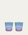 Luisa Beccaria Blue Shaded Short Glass Tumblers, Set Of 2 In 405s Shaded From Purple To Blu