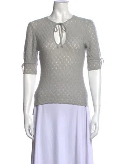 Pre-owned Luisa Beccaria Cashmere Patterned Sweater In Grey