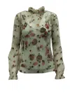 Luisa Beccaria Floral Embroidered Mesh Blouse In Multicolor Polyester In Multi