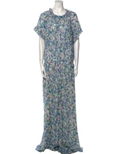 Pre-owned Luisa Beccaria Floral Print Crew Neck Jumpsuit In Multi