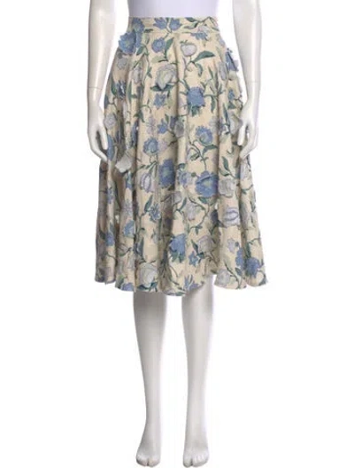 Pre-owned Luisa Beccaria Floral Print Knee-length Skirt In Neutral