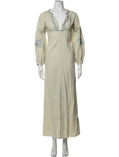 Pre-owned Luisa Beccaria Floral Print Long Dress In Green