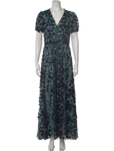 Pre-owned Luisa Beccaria Floral Print Long Dress In Multi