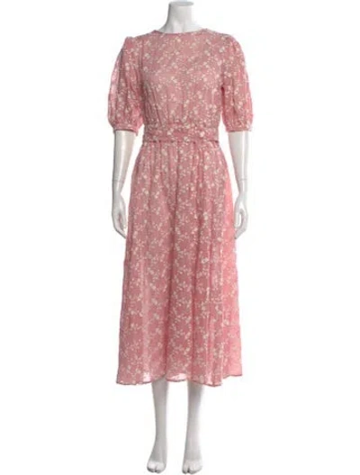 Pre-owned Luisa Beccaria Floral Print Long Dress In Pink