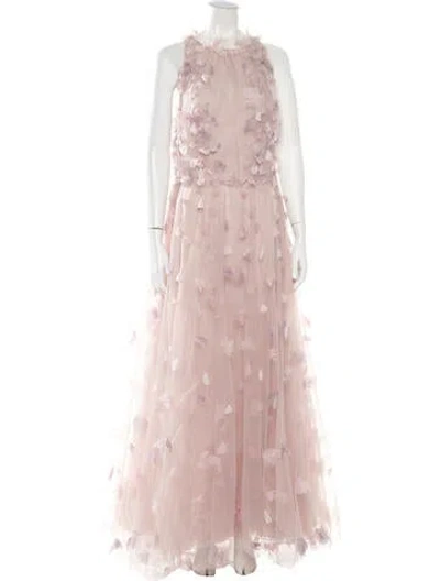Pre-owned Luisa Beccaria Floral Print Long Dress In Pink
