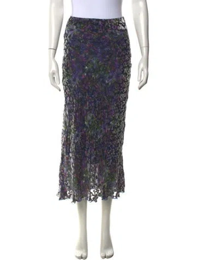 Pre-owned Luisa Beccaria Floral Print Long Skirt In Multicolor