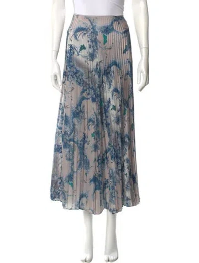 Pre-owned Luisa Beccaria Floral Print Midi Length Skirt In Blue