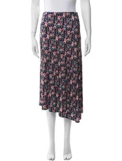 Pre-owned Luisa Beccaria Floral Print Midi Length Skirt In Blue