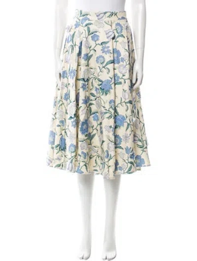 Pre-owned Luisa Beccaria Floral Print Midi Length Skirt In Neutral