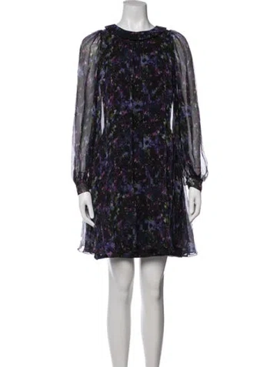 Pre-owned Luisa Beccaria Floral Print Mini Dress In Black
