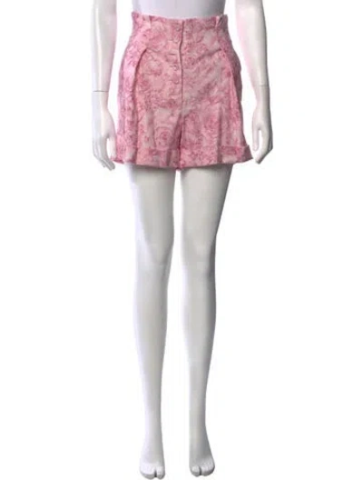 Pre-owned Luisa Beccaria Floral Print Mini Shorts In Pink