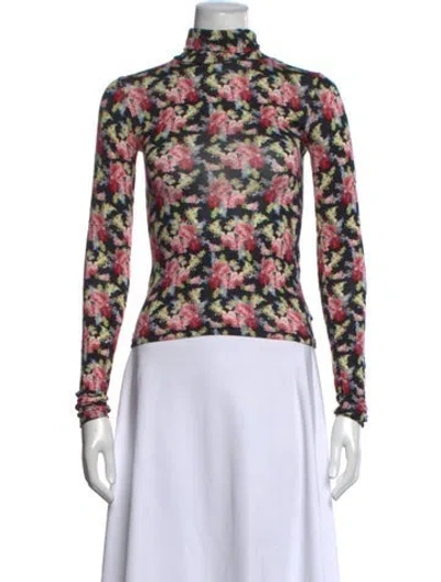 Pre-owned Luisa Beccaria Floral Print Turtleneck Sweater In Multicolor