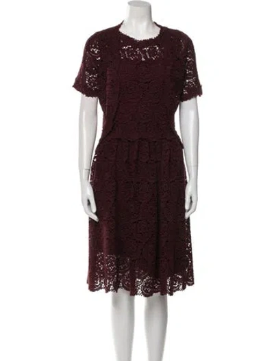 Pre-owned Luisa Beccaria Lace Pattern Dress Set In Burgundy