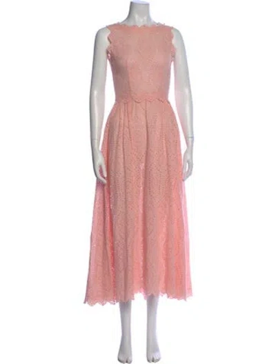 Pre-owned Luisa Beccaria Lace Pattern Long Dress In Pink