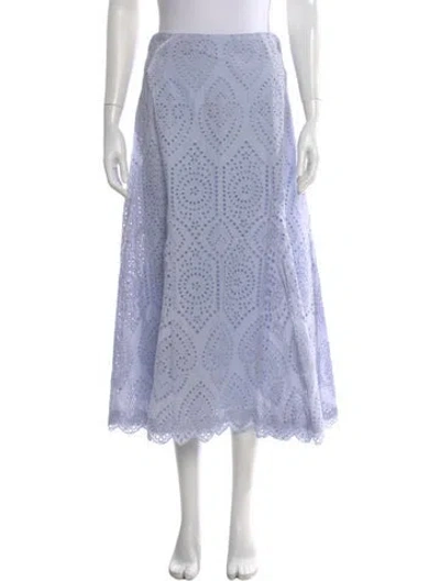 Pre-owned Luisa Beccaria Lace Pattern Midi Length Skirt W/ Tags In Blue