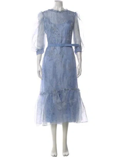 Pre-owned Luisa Beccaria Linen Long Dress In Blue