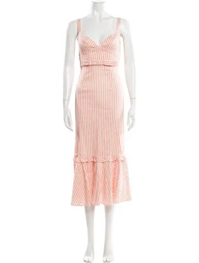 Pre-owned Luisa Beccaria Linen Long Dress W/ Tags In Pink