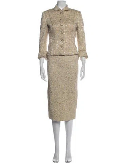 Pre-owned Luisa Beccaria Patterned Glitter Accents Skirt Set In Neutral