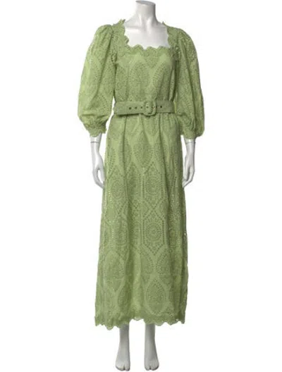 Pre-owned Luisa Beccaria Patterned Long Dress In Green